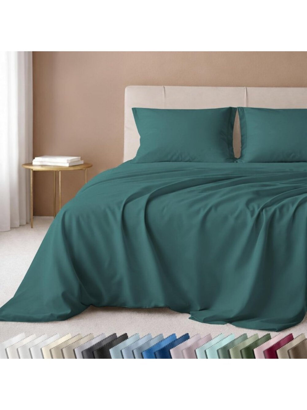 Luxurious 600 Thread Count Twin Sheet Set, 3 Pieces, Soft Teal Color, Hotel